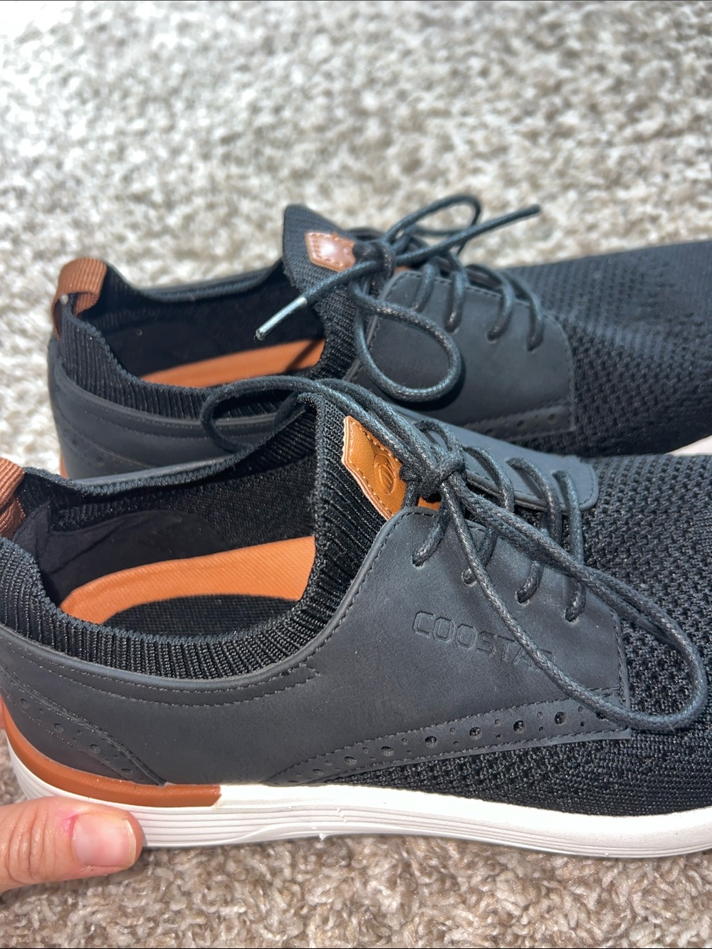 NWOT! Coostar Black Knit Lace-Up Sneakers with Brown Accents sz 8 - Picture 11 of 12